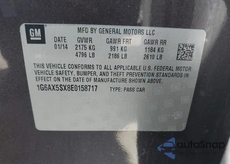 2014 Cadillac Cts Luxury из США, поврежденный, VIN 1G6AX5SX8E0158717